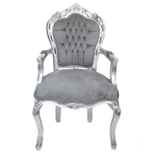 Barock stuhl grau - , silber